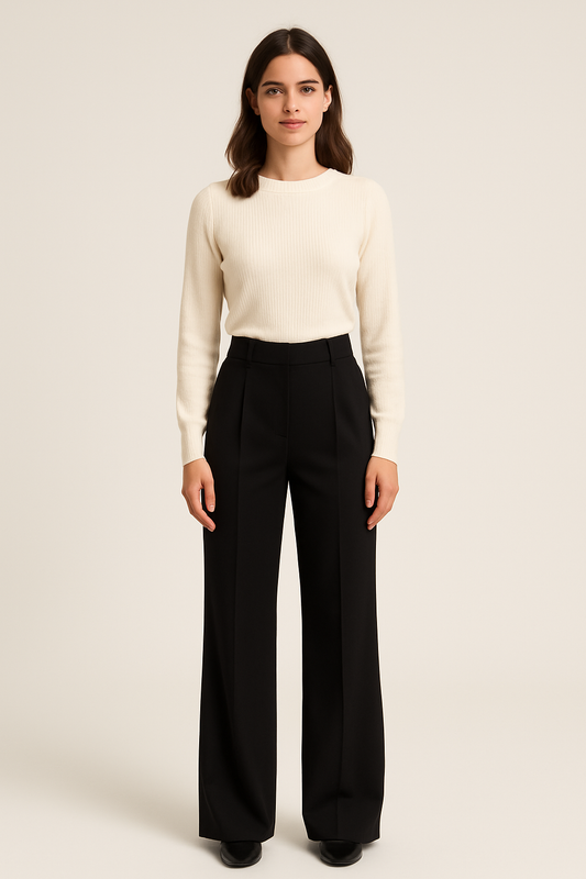 Clara Damen Hose – High-Waist Wide-Leg in Schwarz